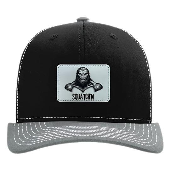 Premium Trucker Hat 112, 115 Series Black Grey Wht Leather Patch