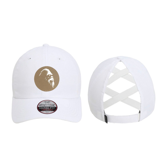 White Ponytail Prem Hat Beige Patch