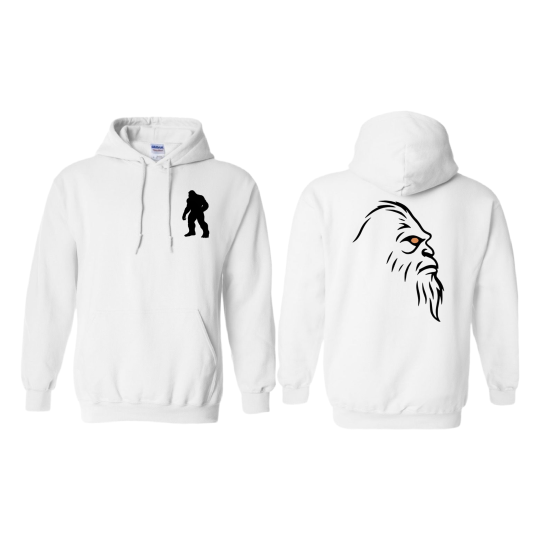 Premium White Hoodie Silhouette Front/Logo Head Back