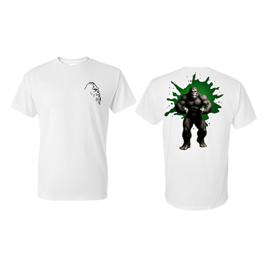 Squatch White T-Shirt Green Head/Green Flex Back