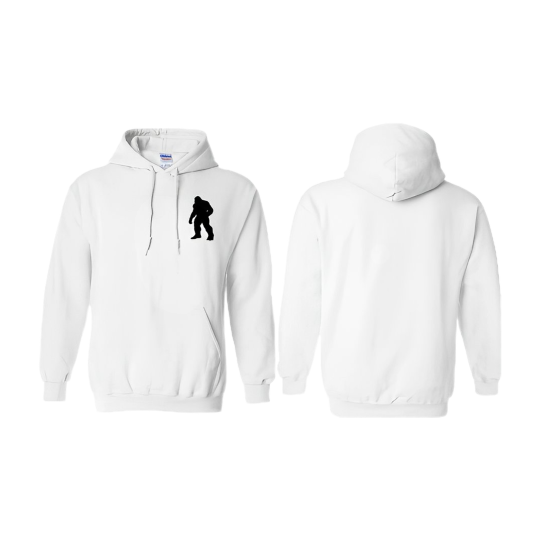 Premium White Hoodie Front Black Silhouette