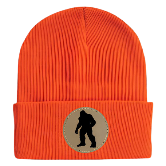 Beanie-Orange-Prem Leather Patch