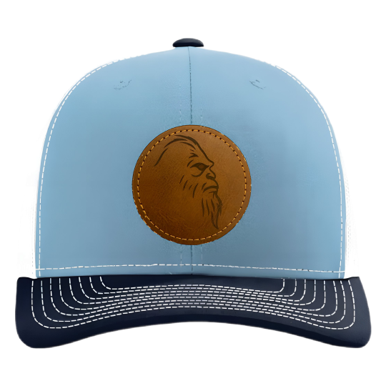 Premium Trucker Hat 112,115 Series L Blue/D Blue Leather Patch