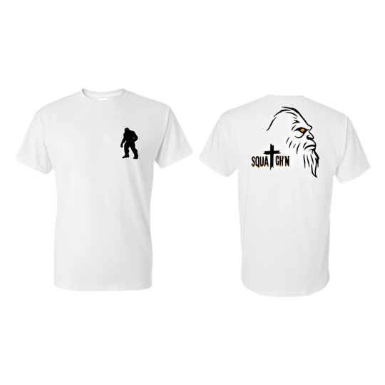 Squatch White T-Shirt Black Sil Front/Squatch'n Logo Orange