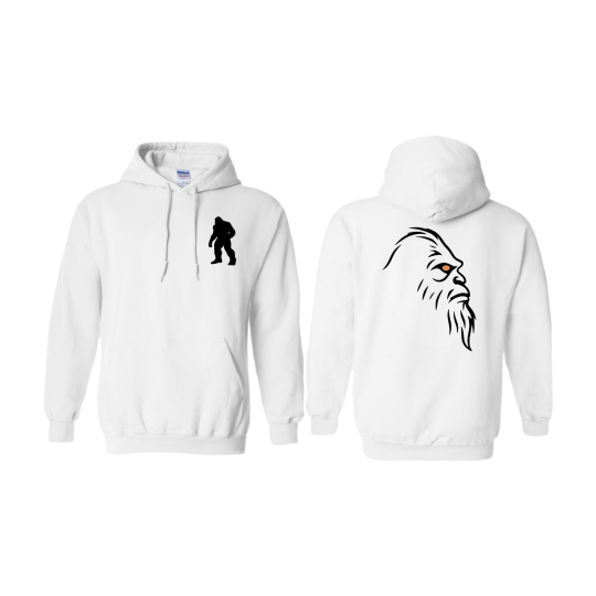 Premium White Hoodie Silhouette Front/Logo Head Back