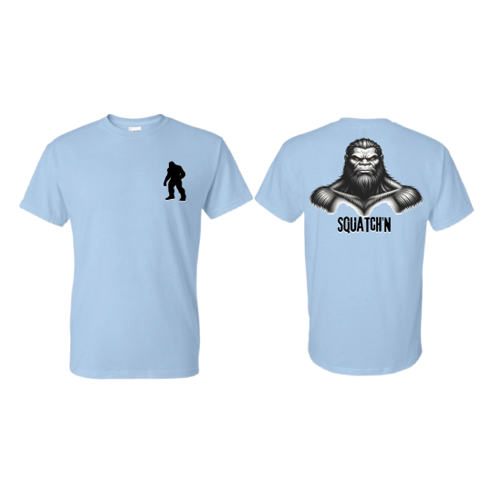 Squatch Lt Blue T-Shirt Blk Sil Front/Full Sq Back
