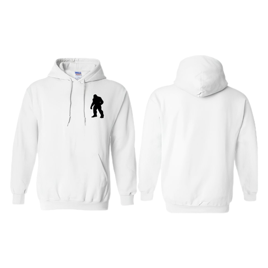 Premium White Hoodie Front Black Silhouette