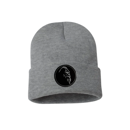 Beanie-Grey Black Round Patch