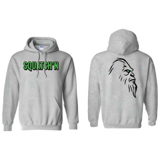 Premium Hoodie-Gray/Green Squatch'N Green Logo Head