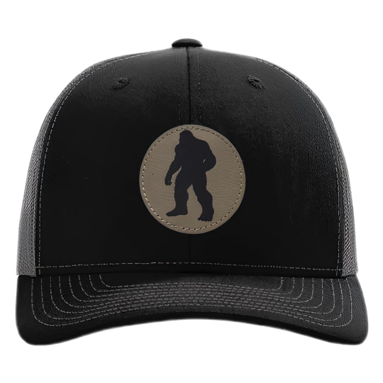 Premium Trucker Hat 112, 115 Series Black/Charcoal Truckers Hat Beige Patch