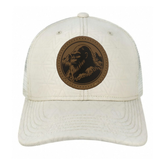 Premium Trucker Hat L Series White Genuine Leather/Embroidery